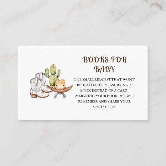 Cowboy Thema Baby shower Boek Aanvraag Informatiekaartje (Voorkant)
