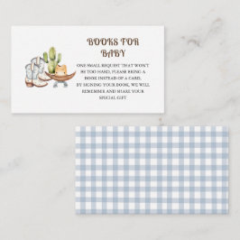 Cowboy thema baby shower boek verzoek informatiekaartje