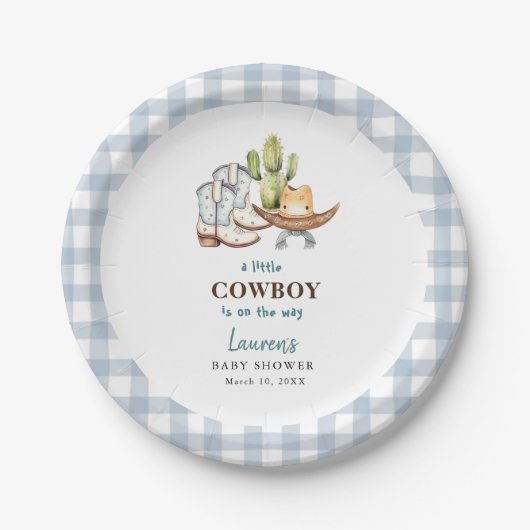 Cowboy thema Baby shower Papieren Bordje (Voorkant)
