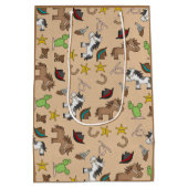 Cowboy thema Gift Bag met bewerkbaar tekstvak Medium Cadeauzakje (Achterkant)