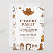 Cowboy thema kinderen verjaardagsfeestje kaart (Voorkant)