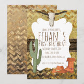 Cowboy thema verjaardag uitnodiging (Voorkant / Achterkant)