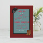 Cowboy themafeest kaart (Staand voorkant)