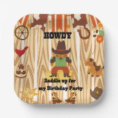 Cowboy Thmed Birthday Papieren Bordje (Voorkant)