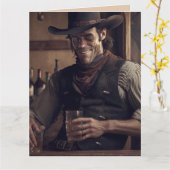 COWBOY TOUGH GUY ART BIRTHDAY Wenskaart Kaart (Gele Bloem)