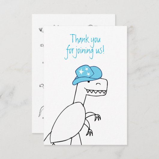 Cowboy Trex Dinosaurus Kinderen Verjaardag Dank u Bedankkaart (Voorkant / Achterkant)