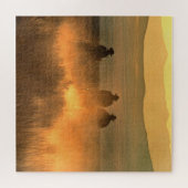 Cowboy Trio: Bergachtige achtergrond galop. Legpuzzel (Horizontaal)