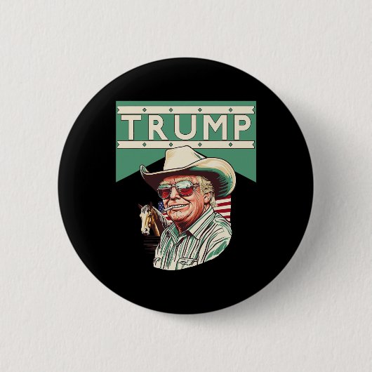 Cowboy Trump is mijn President Ronde Button 5,7 Cm (Voorkant)