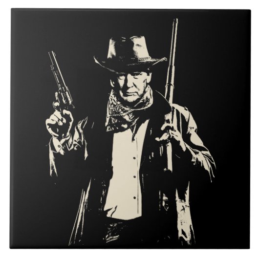  cowboy Trump klaar om sommige democraten te schop Tegeltje (Voorkant)