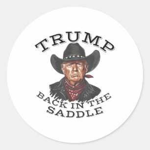 Cowboy Trump terug in het zadel inauguratie 2025 Ronde Sticker