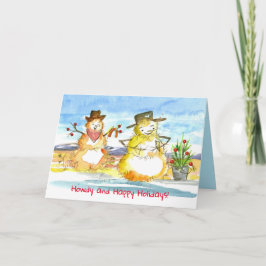 Cowboy Tumbleweed Snowmen Prettige feestdagen Kers Kaart