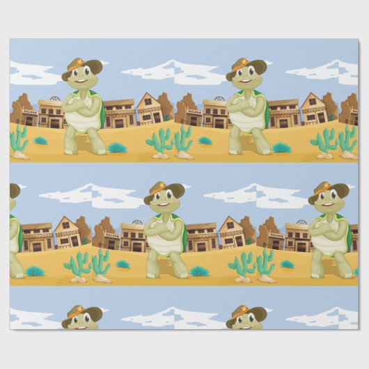 Cowboy Turtle Cadeaupapier (Vlak)