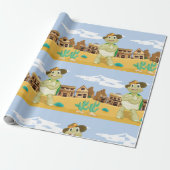 Cowboy Turtle Cadeaupapier (Uitgerold)