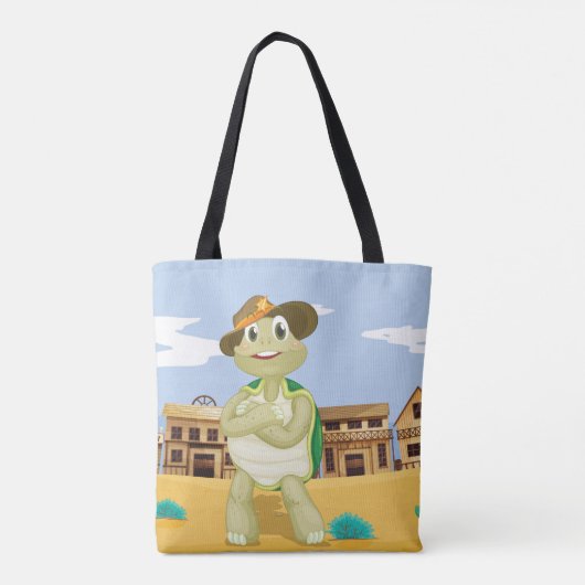 Cowboy Turtle Canvas tas (Achterkant)