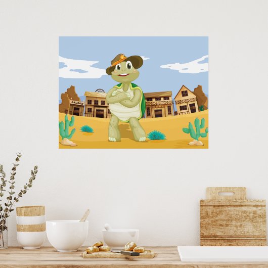 Cowboy Turtle Poster (Keuken)