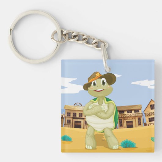 Cowboy Turtle Sleutelhanger (Voorkant)
