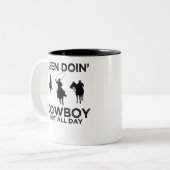 cowboy tweekleurige koffiemok (Voorkant links)