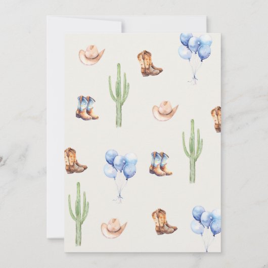 Cowboy Twin Baby shower Invitation Kaart (Achterkant)