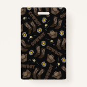 Cowboy Typografie Artsy Cool Brown Waterverf Badge (Achterkant)