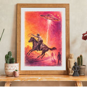 Cowboy UFO Ontmoeting – Vintage Sci-Fi Poster