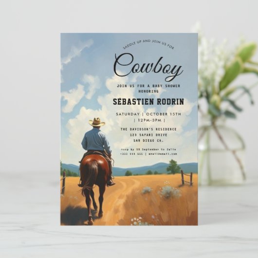 Cowboy uitnodiging (Staand voorkant)