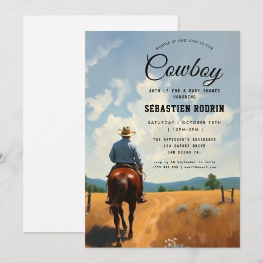 Cowboy uitnodiging (Voorkant / Achterkant)
