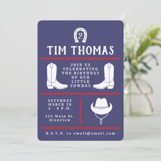 Cowboy uitnodiging (Staand voorkant)