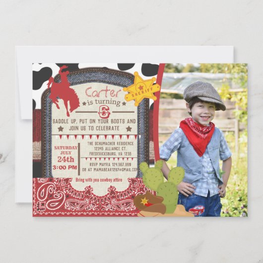 Cowboy uitnodiging_aangepaste foto kaart (Voorkant)