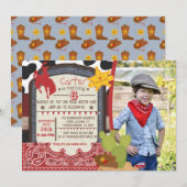 Cowboy uitnodiging_aangepaste foto kaart (Voorkant / Achterkant)