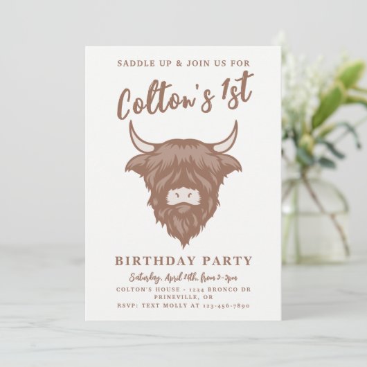 Cowboy Uitnodiging | Koe Uitnodiging | Western (Staand voorkant)