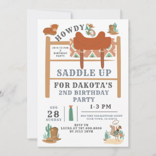 Cowboy uitnodiging voor 2e verjaardag jongen
