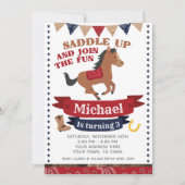 Cowboy, uitnodiging voor paardenverjaardag (Voorkant)