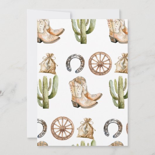 Cowboy uitnodiging voor verjaardagsfeestje (Achterkant)