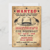 Cowboy-uitnodiging, Westerne verjaardag Kaart (Voorkant)