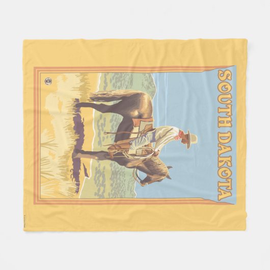 Cowboy (Uitzicht)South Dakota Fleece Deken (Voorkant (Horizontaal))