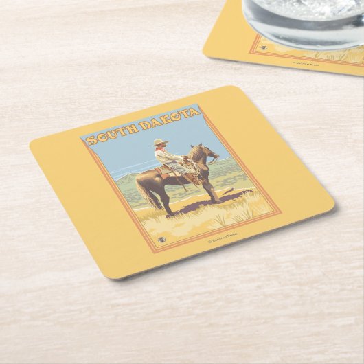 Cowboy (Uitzicht)South Dakota Kartonnen Onderzetters (Schuin)