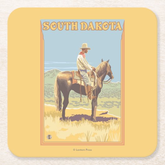 Cowboy (Uitzicht)South Dakota Kartonnen Onderzetters (Voorkant)