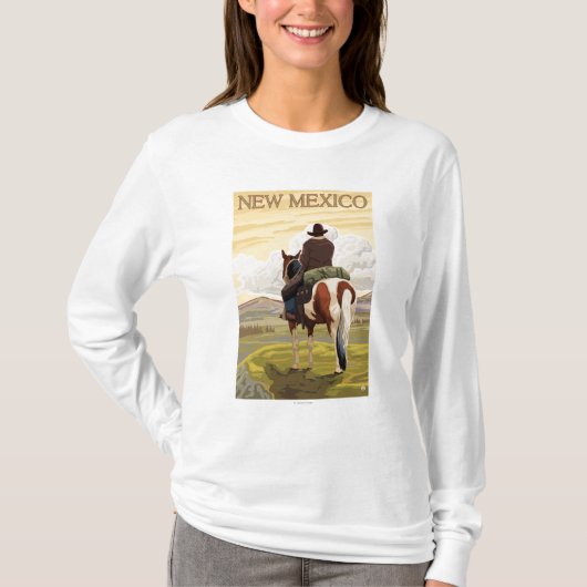 Cowboy (Uitzicht van achteren) Nieuw Mexico T-shirt (Voorkant)