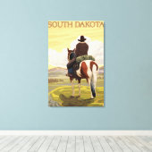 Cowboy (Uitzicht van achteren)South Dakota Canvas Afdruk (Insitu (Houten vloer))