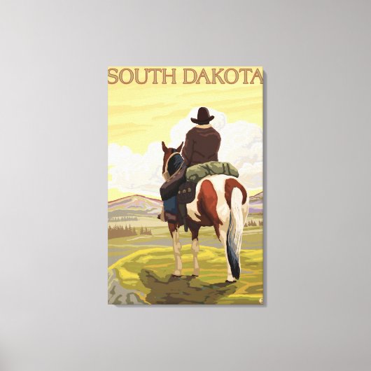Cowboy (Uitzicht van achteren)South Dakota Canvas Afdruk (Voorkant)