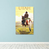 Cowboy (Uitzicht van achteren)Utah Canvas Afdruk (Insitu (Houten vloer))