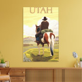 Cowboy (Uitzicht van achteren)Utah Canvas Afdruk (Insitu (Woonkamer))