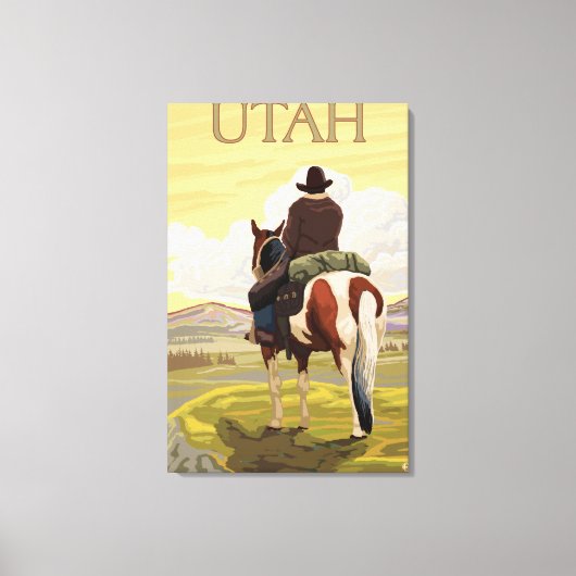 Cowboy (Uitzicht van achteren)Utah Canvas Afdruk (Voorkant)