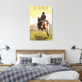 Cowboy (Uitzicht van achteren)Utah Canvas Afdruk (Insitu (Slaapkamer))