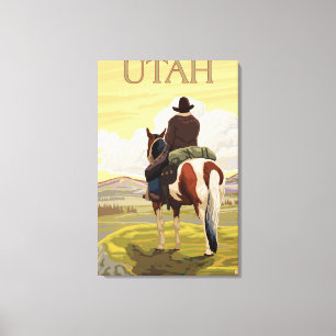 Cowboy (Uitzicht van achteren)Utah Canvas Afdruk