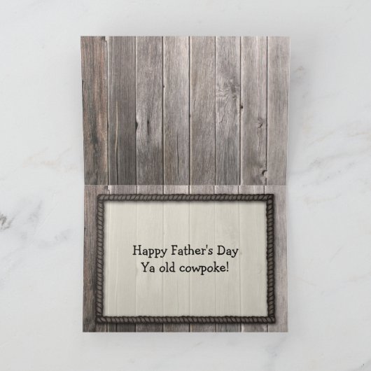 Cowboy Vaderdag, zoon in de wet, Rustic Wood Kijk Kaart (Binnen)