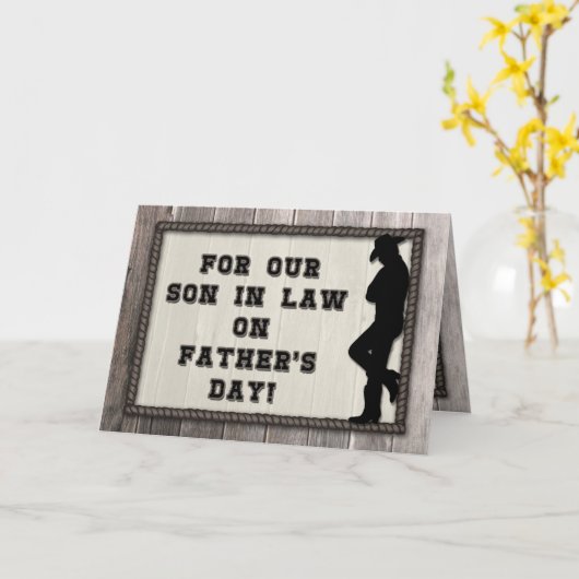 Cowboy Vaderdag, zoon in de wet, Rustic Wood Kijk Kaart (Gele Bloem)