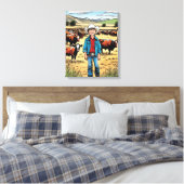 Cowboy vee Ranch Jonge jongen Graphic Art Canvas Afdruk (Insitu (Slaapkamer))
