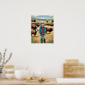 Cowboy vee Ranch Jongen Grafische Kunst Poster (Keuken)