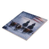 Cowboy Veeartrek Winter Kunstwerk Tegeltje (Zijkant)